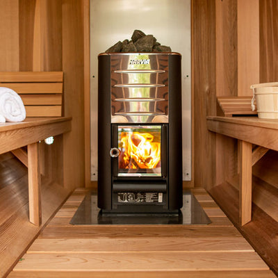 Harvia M3 Wood Burning Heater with Rocks - Pure Aura Saunas 